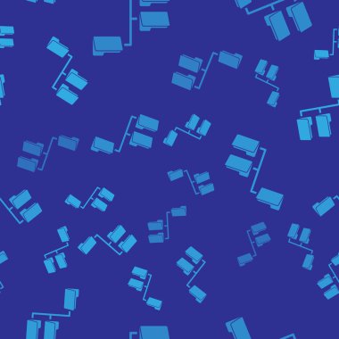 Mavi Klasör ağacı simgesi mavi arka planda sorunsuz desen yalıtılmış. Bilgisayar ağı dosya klasörü organizasyon yapısı akış şeması. Vektör İllüstrasyonu