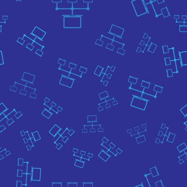 Mavi Bilgisayar ağ simgesi mavi arka plan üzerinde sorunsuz desen izole. Dizüstü bilgisayar ağı. İnternet bağlantısı. Vektör İllüstrasyonu