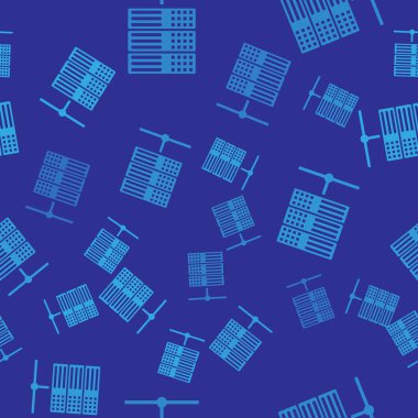 Mavi Sunucu, Data, Web Sunucu simgesi mavi arkaplanda izole edilmiş kusursuz desen. Vektör İllüstrasyonu