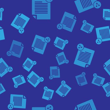 Mavi Paylaşım dosya simgesi mavi arka plan üzerinde sorunsuz desen yalıtılmış. Dosya paylaşımı. Dosya aktarım işareti. Vektör İllüstrasyonu