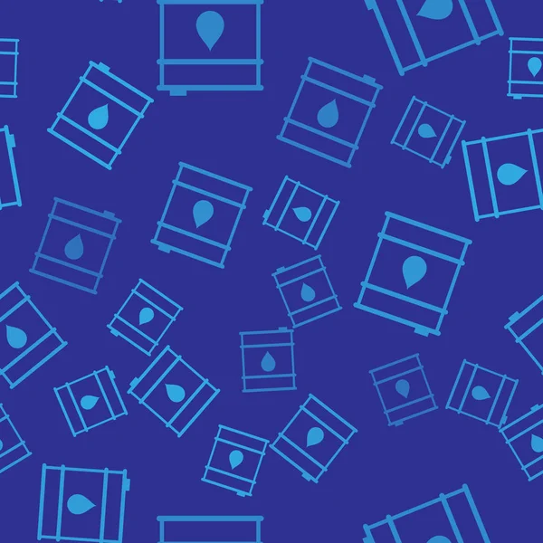 Mavi Petrol varil çizgi simgesi mavi arka plan üzerinde sorunsuz desen izole. Yağ varil konteyner. Bilgi grafikleri, yakıt, endüstri, güç, ekoloji için. Vektör İllüstrasyonu