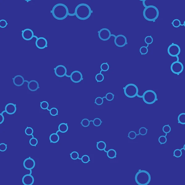 Occhiali blu icona isolato modello senza soluzione di continuità su sfondo blu. Simbolo cornice occhiali. Illustrazione vettoriale — Vettoriale Stock
