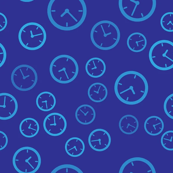 青い時計のアイコンは、青い背景にシームレスなパターンを分離しました。ベクトルイラストレーション — ストックベクタ