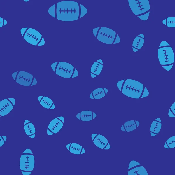파란색 미국 축구 공 아이콘 은 파란색 배경에 원활한 패턴을 고립. 벡터 일러스트레이션 — 스톡 벡터