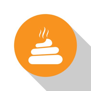 White Shit icon isolated on white background. Orange circle button. Flat design. Vector Illustration