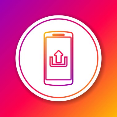 Renkli arka planda yalıtılmış yükleme satırı simgesi ne zaman renk smartphone. Daire beyaz düğme. Vektör İllüstrasyonu