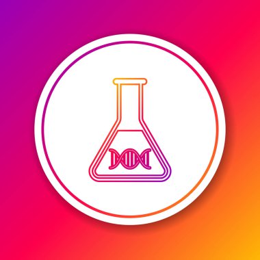 Renk DNA araştırması, arama çizgisi simgesi renk arka planda izole. Genetik mühendisliği, genetik testi, klonlama, babalık testi. Daire beyaz düğme. Vektör İllüstrasyonu