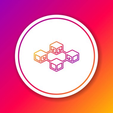 Renk blockchain teknoloji çizgi simgesi renk arka planda yalıtılmış. Cryptocurrency veri işareti. Soyut geometrik blok zincir ağ teknolojisi iş. Daire beyaz düğme. Vektör İllüstrasyonu
