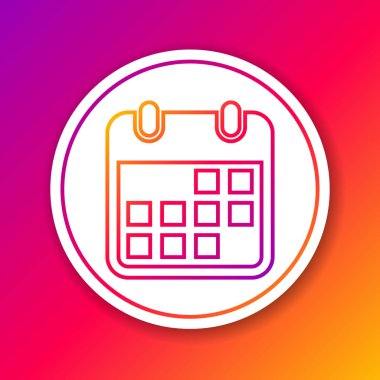 Renkli Takvim çizgi simgesi renk arka planda yalıtılmış. Daire beyaz düğme. Vektör İllüstrasyonu