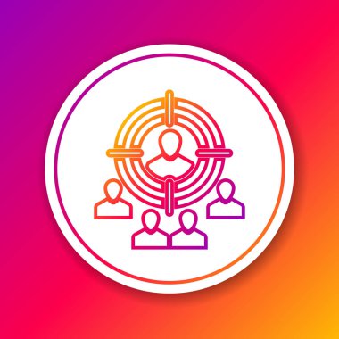 Renk Pazarlama hedef strateji kavram satırı simgesi renk arka planda izole. İnsanlar imza ile amaç. Daire beyaz düğme. Vektör İllüstrasyonu