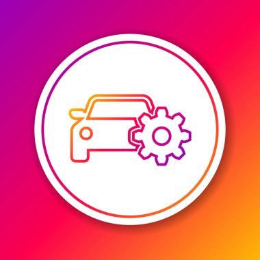 Renkli Araç servis satırı simgesi renk arka planda yalıtılmış. Oto tamirciservisi. Mekanik servis. Onarım servisi oto tamircisi. Bakım işareti. Daire beyaz düğme. Vektör İllüstrasyonu