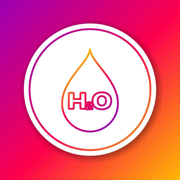 Couleur Goutte d'eau avec icône de ligne H2O isolé sur fond de couleur. Formule eau. Cercle bouton blanc. Illustration vectorielle — Image vectorielle