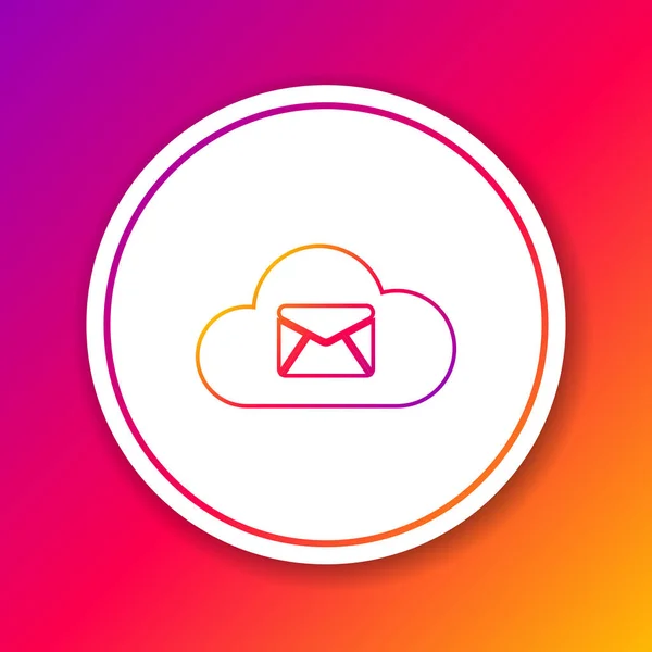 Icône de ligne de serveur de messagerie Color Cloud isolée sur fond couleur. Hébergement de serveur Cloud pour courrier électronique. Service de messagerie en ligne. Panneau de la boîte aux lettres. Cercle bouton blanc. Illustration vectorielle — Image vectorielle