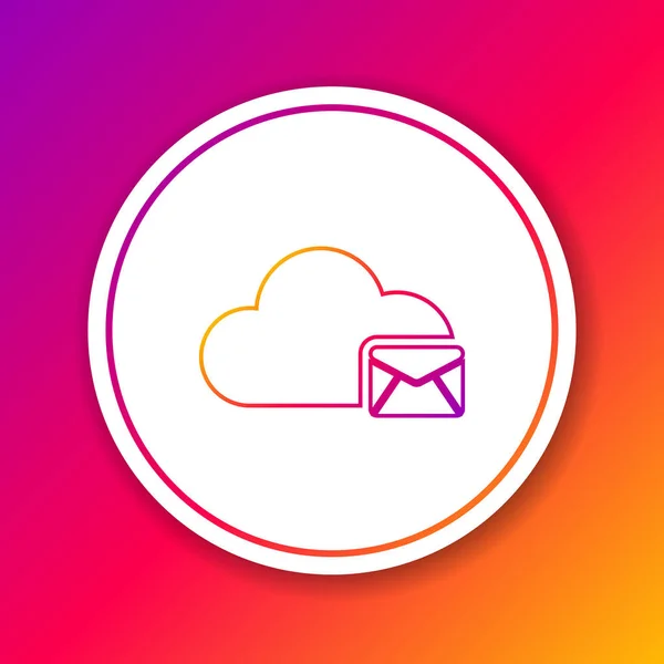 Icono de línea de servidor de correo de Color Cloud aislado en fondo de color. Alojamiento de servidores en la nube para correo electrónico. Servicio de mensajes en línea. Señal de buzón. Círculo botón blanco. Ilustración vectorial — Vector de stock