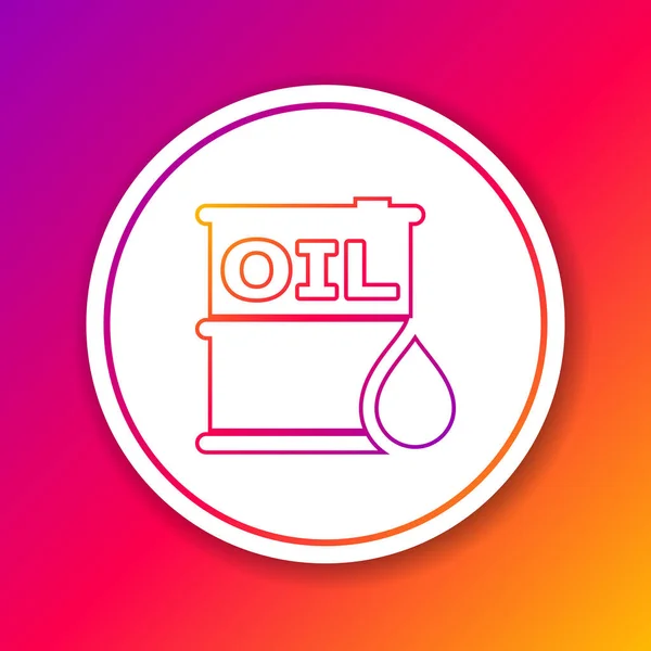 Colore Icona della linea del barile dell'olio isolata sullo sfondo del colore. Contenitore del tamburo. Per infografica, carburante, industria, energia, ecologia. Cerchio pulsante bianco. Illustrazione vettoriale — Vettoriale Stock