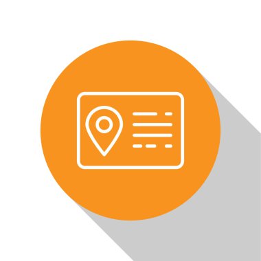 Beyaz Arka planda yalıtılmış Beyaz Adres kitap satırı simgesi. Telefon rehberi. Turuncu daire düğmesi. Vektör İllüstrasyonu