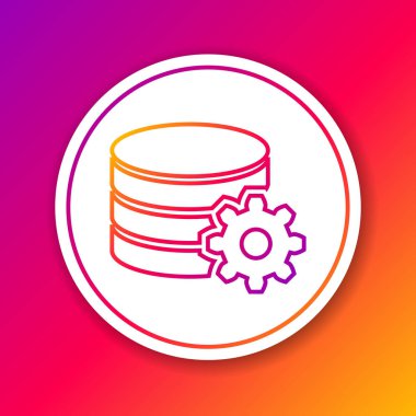 Renk Ayarı veritabanı sunucu satır simgesi renk arka planda yalıtılmış. Veritabanı Merkezi. Daire beyaz düğme. Vektör İllüstrasyonu