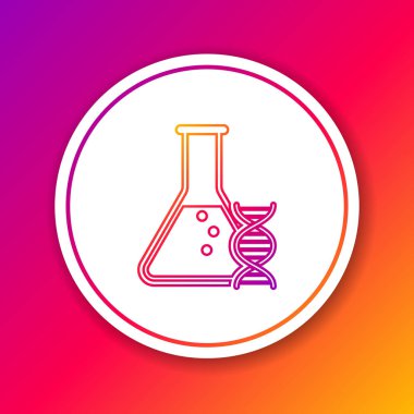 Renk DNA araştırması, arama çizgisi simgesi renk arka planda izole. Genetik mühendisliği, genetik testi, klonlama, babalık testi. Daire beyaz düğme. Vektör İllüstrasyonu