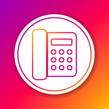 Renkli Telefon hattı simgesi renk arka planda yalıtılmış. Sabit telefon. Daire beyaz düğme. Vektör İllüstrasyonu