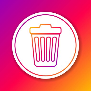 Renk Çöp Kutusu, renk arka planında yalıtılmış simgeyi sıralayabilir. Çöp kutusu tabelası. Daire beyaz düğme. Vektör İllüstrasyonu