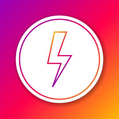 Renk arka planda yalıtılmış renk Yıldırım cıvata çizgisi simgesi. Flash simgesi. Flash simgesini şarj edin. Şimşek çak. Işık grevi. Daire beyaz düğme. Vektör İllüstrasyonu