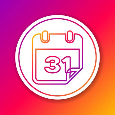 Renkli Takvim çizgi simgesi renk arka planda yalıtılmış. Daire beyaz düğme. Vektör İllüstrasyonu