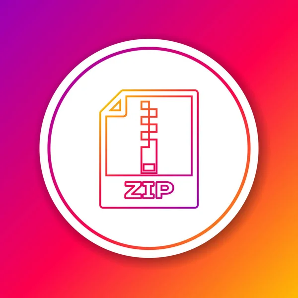 Цвет иконки документа ZIP файла. Скачать Zip кнопки линии значок изолирован на цветном фоне. Символ файла ZIP. Круглая белая кнопка. Векторная миграция — стоковый вектор