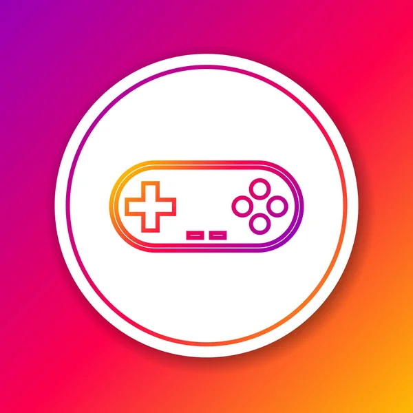 Цвет иконки Gamepad линии изолированы на цветном фоне. Игровой контроллер. Круглая белая кнопка. Векторная миграция — стоковый вектор