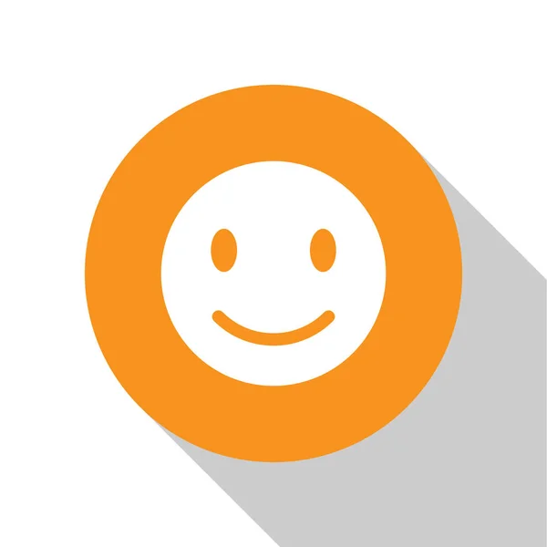 White Smile icona del volto isolato su sfondo bianco. emoticon sorridente. Felice smiley chat simbolo. Pulsante cerchio arancione. Illustrazione vettoriale — Vettoriale Stock