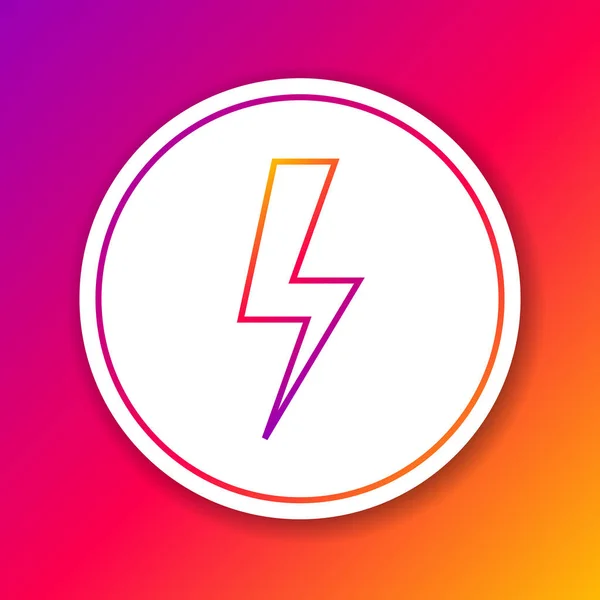 Color Lightning bolt line icon isolated on color background. Flash icon. Charge flash icon. Thunder bolt. Lighting strike. Circle white button. Vector Illustration — Stock Vector