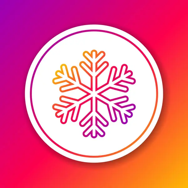 ColorSnowflake icono de línea aislado en el fondo de color. Círculo botón blanco. Ilustración vectorial — Archivo Imágenes Vectoriales