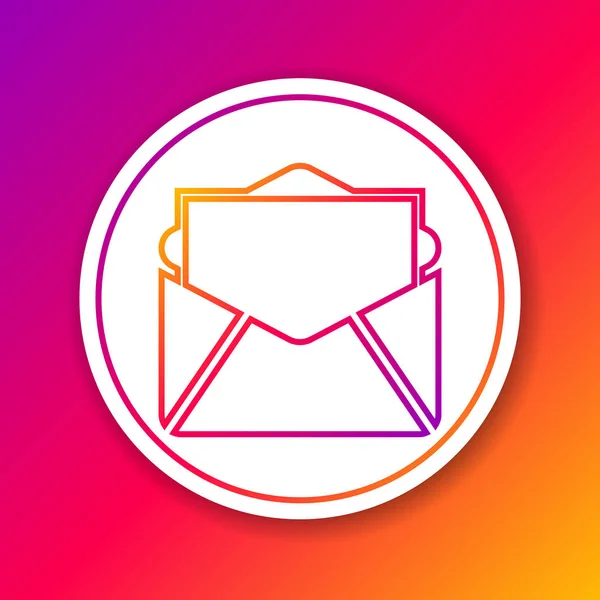 Ikona barevná pošta a e-mailové čáry izolované podle barevného pozadí. E-mail s symbolem obálky. Symbol e-mailové zprávy. Tlačítko s bílým kroužkem. Vektorová ilustrace — Stockový vektor