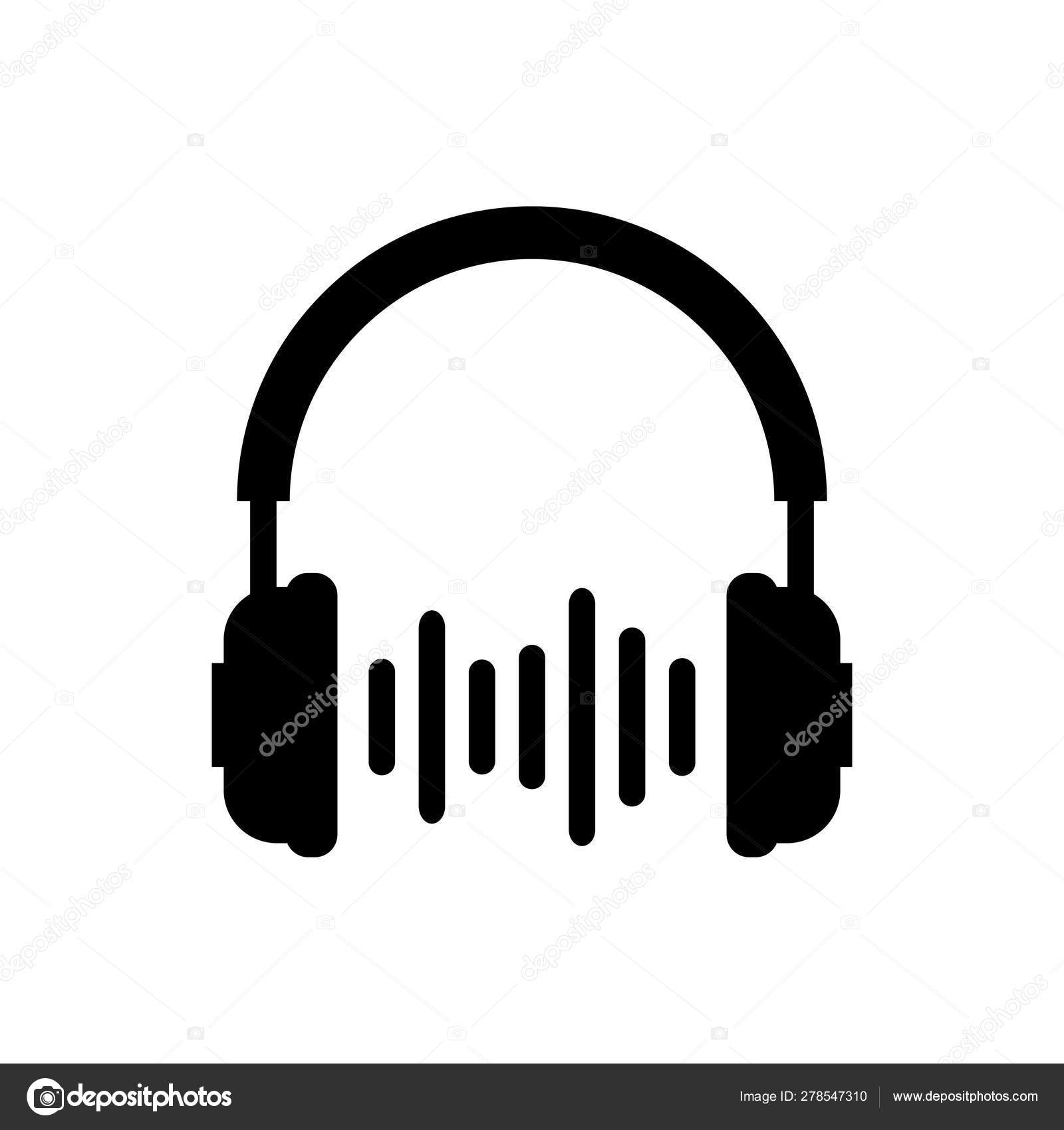 Black Headphone And Sound Waves Icon On White Background Earphone Sign Concept Object For Listening To Music Service Communication And Operator Vector Illustration Stock Vector C Vectorvalera Gmail Com