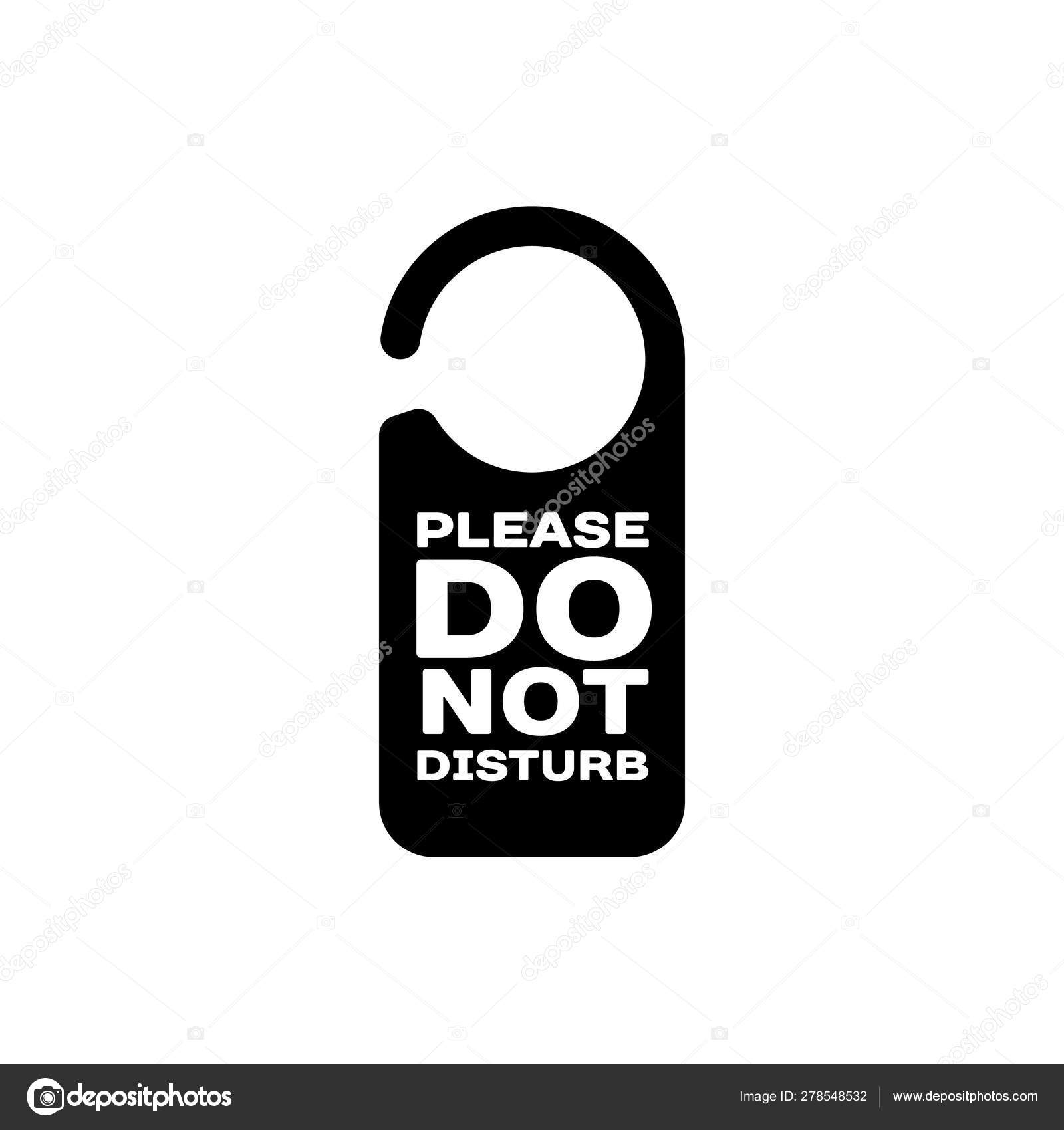 Black Please Do Not Disturb Icon Isolated Hotel Door Hanger Tags