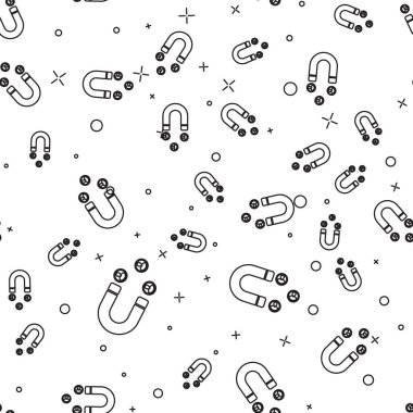 Siyah Müşteri beyaz arka plan üzerinde izole edilmiş simge çekiyor. Müşteri saklama, destek ve hizmet. Mıknatısla çeken müşteriler. Vektör İllüstrasyonu