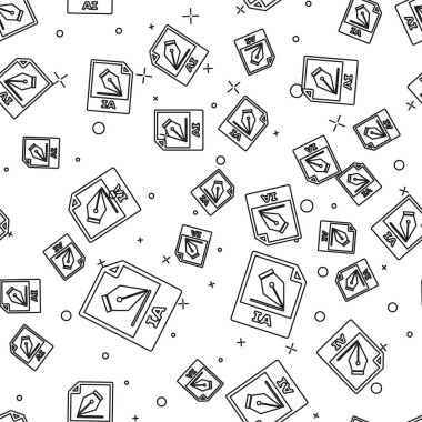 Siyah Ai dosya belge simgesi. Beyaz arka plan üzerinde izole ai düğme simgesi indirin kesintisiz desen. Ai dosya sembolü. Vektör İllüstrasyonu