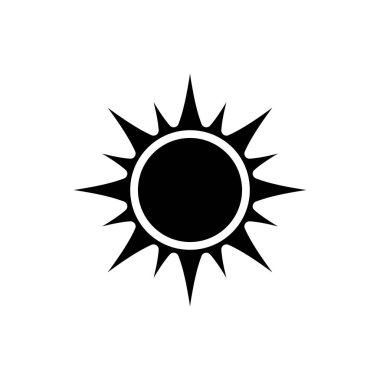Siyah Güneş simgesi beyaz arka plan üzerinde izole. Vektör İllüstrasyonu