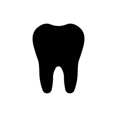 Beyaz arkaplanda siyah diş simgesi izole edildi. Diş hekimliği kliniği veya diş hekimliği merkezi ve diş macunu paketi için diş sembolü. Vektör İllüstrasyonu