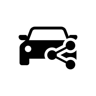 Siyah Araba paylaşım simgesi izole. Araba paylaşım işareti. Ulaşım kiralama hizmeti konsepti. Vektör İllüstrasyonu