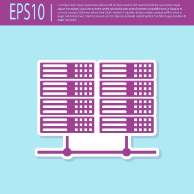 Retro mor Server, Veri, Web Hosting simgesi turkuaz arka plan üzerinde izole. Düz tasarım. Vektör İllüstrasyonu
