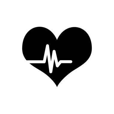Siyah Kalp hızı simgesi beyaz arka planda yalıtılmış. Kalp atışı işareti. Kalp nabız simgesi. Kardiyogram simgesi. Vektör İllüstrasyonu