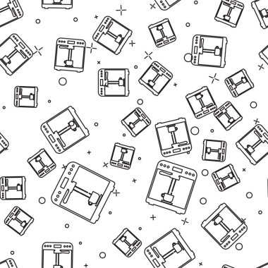 Siyah Kahve makinesi ve kahve fincanı simgesi beyaz arka plan üzerinde dikişsiz desen izole. Vektör İllüstrasyonu