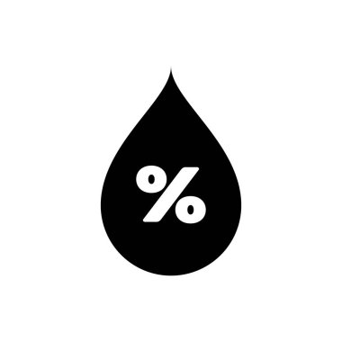 Siyah Su damla yüzdesi simgesi beyaz arka plan üzerinde izole. Nem analizi. Vektör İllüstrasyonu