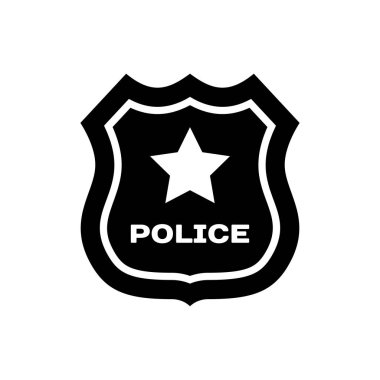 Siyah Polis rozeti simgesi beyaz arka planda izole. Şerif rozeti işareti. Vektör İllüstrasyonu