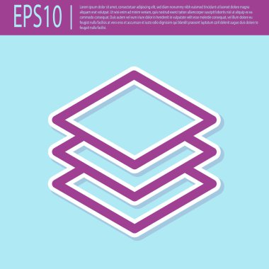 Retro mor Katmanlar simgesi turkuaz arka plan üzerinde izole. Düz tasarım. Vektör İllüstrasyonu