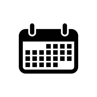 Beyaz arka planda yalıtılmış Siyah Takvim simgesi. Vektör İllüstrasyonu