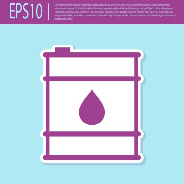 Retro mor Petrol varil çizgi simgesi turkuaz arka plan üzerinde izole. Yağ varil konteyner. Bilgi grafikleri, yakıt, endüstri, güç, ekoloji için. Vektör İllüstrasyonu