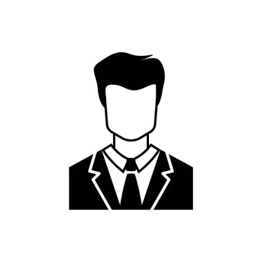 Siyah Kullanıcı iş elbisesi simgesi beyaz arka plan üzerinde izole adam. İş avatarı simgesi - kullanıcı profili simgesi. Erkek kullanıcı işareti. Vektör İllüstrasyonu