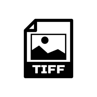 Siyah Tiff dosya belge simgesi. Tiff düğme simgesini yalıtılmış olarak indirin. Tiff dosya sembolü. Vektör İllüstrasyonu