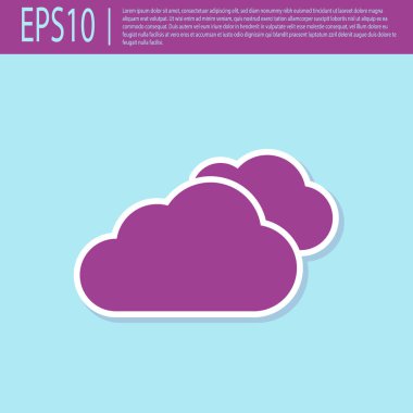 Retro mor Bulut simgesi turkuaz arka plan üzerinde izole. Düz tasarım. Vektör İllüstrasyonu